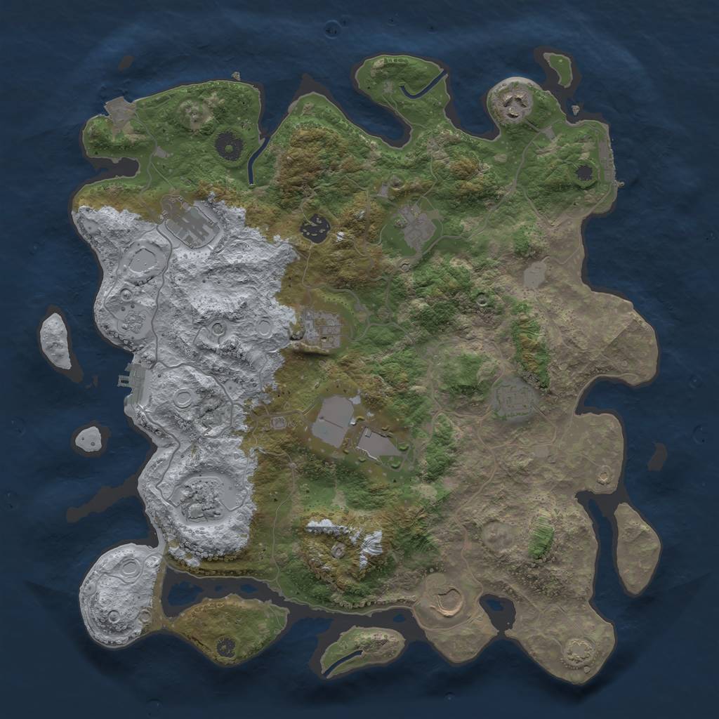 Rust Map: Procedural Map, Size: 3850, Seed: 73052385, 17 Monuments