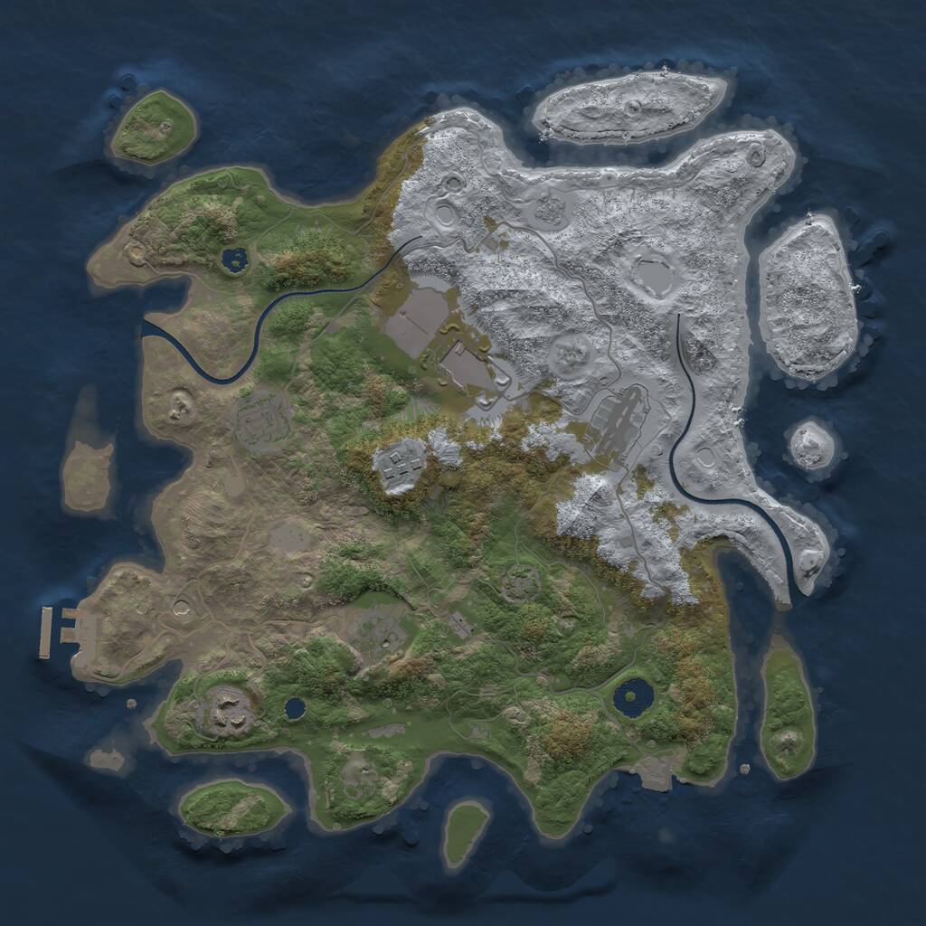 Rust Map: Procedural Map, Size: 3600, Seed: 3131764, 11 Monuments