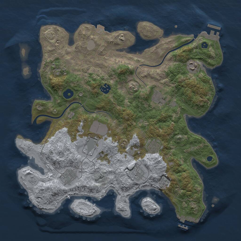 Rust Map: Procedural Map, Size: 3650, Seed: 46000630, 14 Monuments