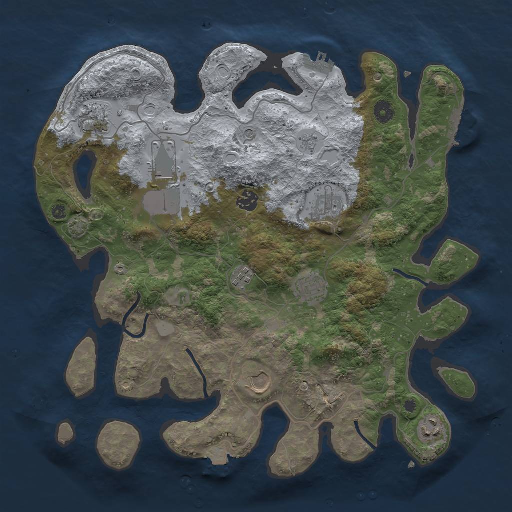 Rust Map: Procedural Map, Size: 3600, Seed: 33930855, 16 Monuments