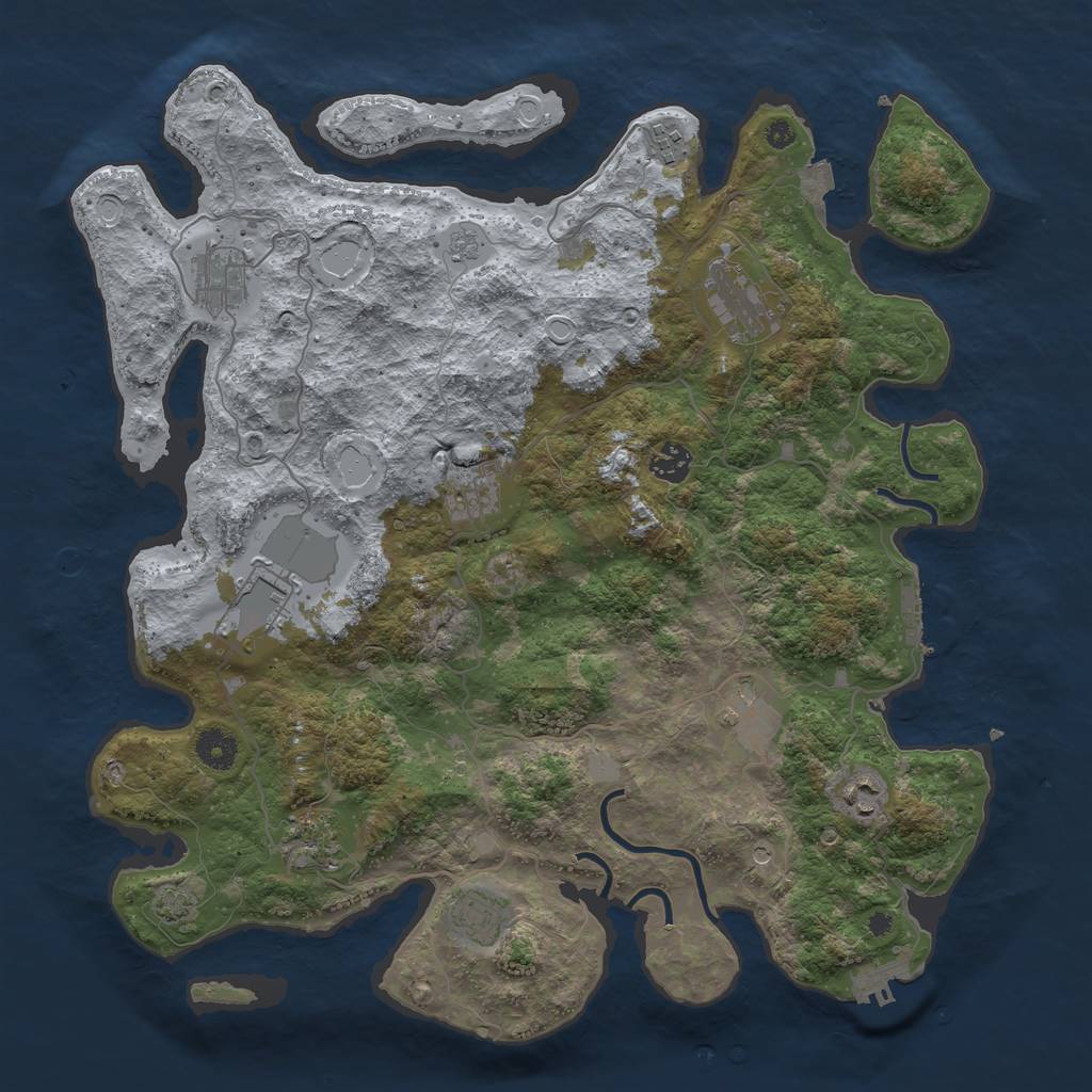Rust Map: Procedural Map, Size: 3999, Seed: 6554671, 18 Monuments