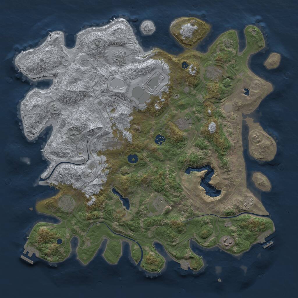 Rust Map: Procedural Map, Size: 4400, Seed: 51181911, 16 Monuments