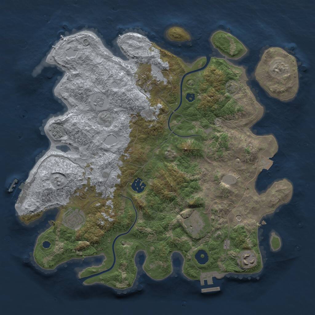Rust Map: Procedural Map, Size: 3450, Seed: 63690885, 12 Monuments