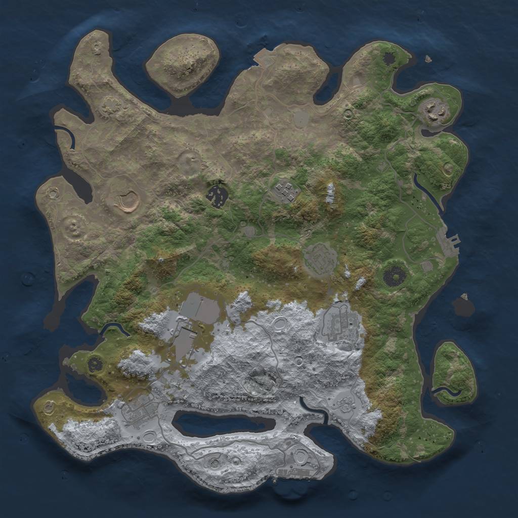 Rust Map: Procedural Map, Size: 3600, Seed: 45767400, 16 Monuments