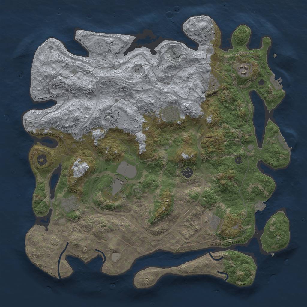 Rust Map: Procedural Map, Size: 4250, Seed: 53335870, 17 Monuments