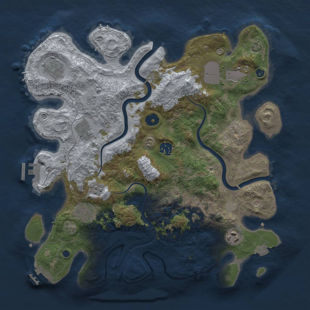 Rust Map: Procedural Map, Size: 3600, Seed: 12643916, 14 Monuments