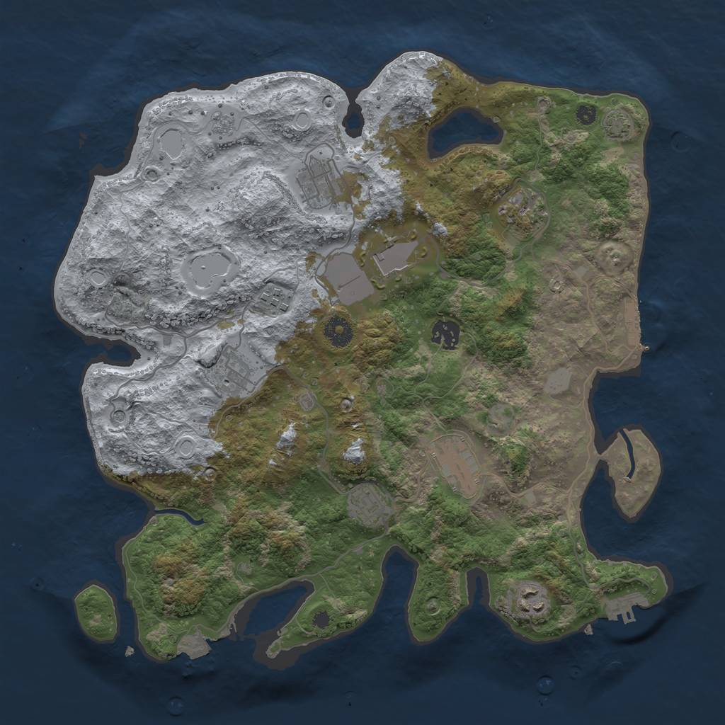 Rust Map: Procedural Map, Size: 3700, Seed: 1498964078, 17 Monuments