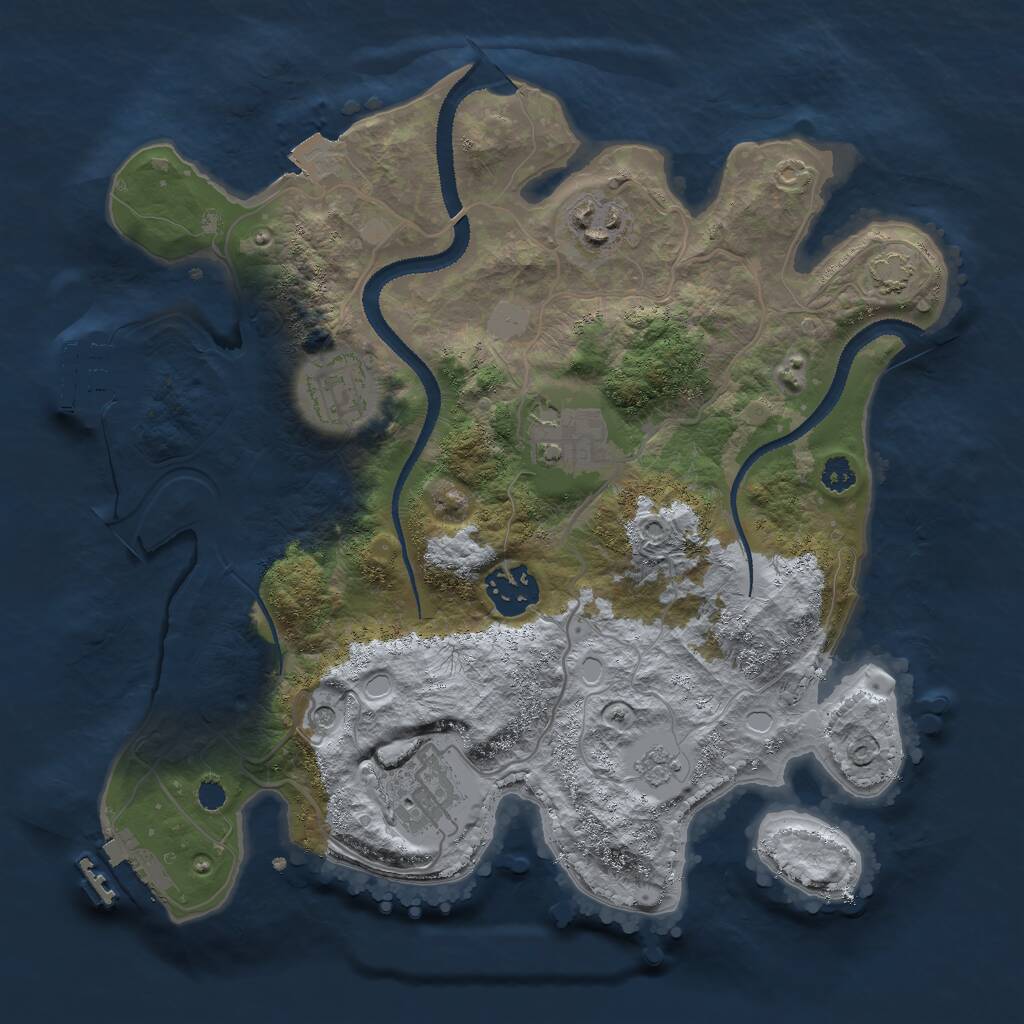 Rust Map: Procedural Map, Size: 3000, Seed: 11841, 11 Monuments