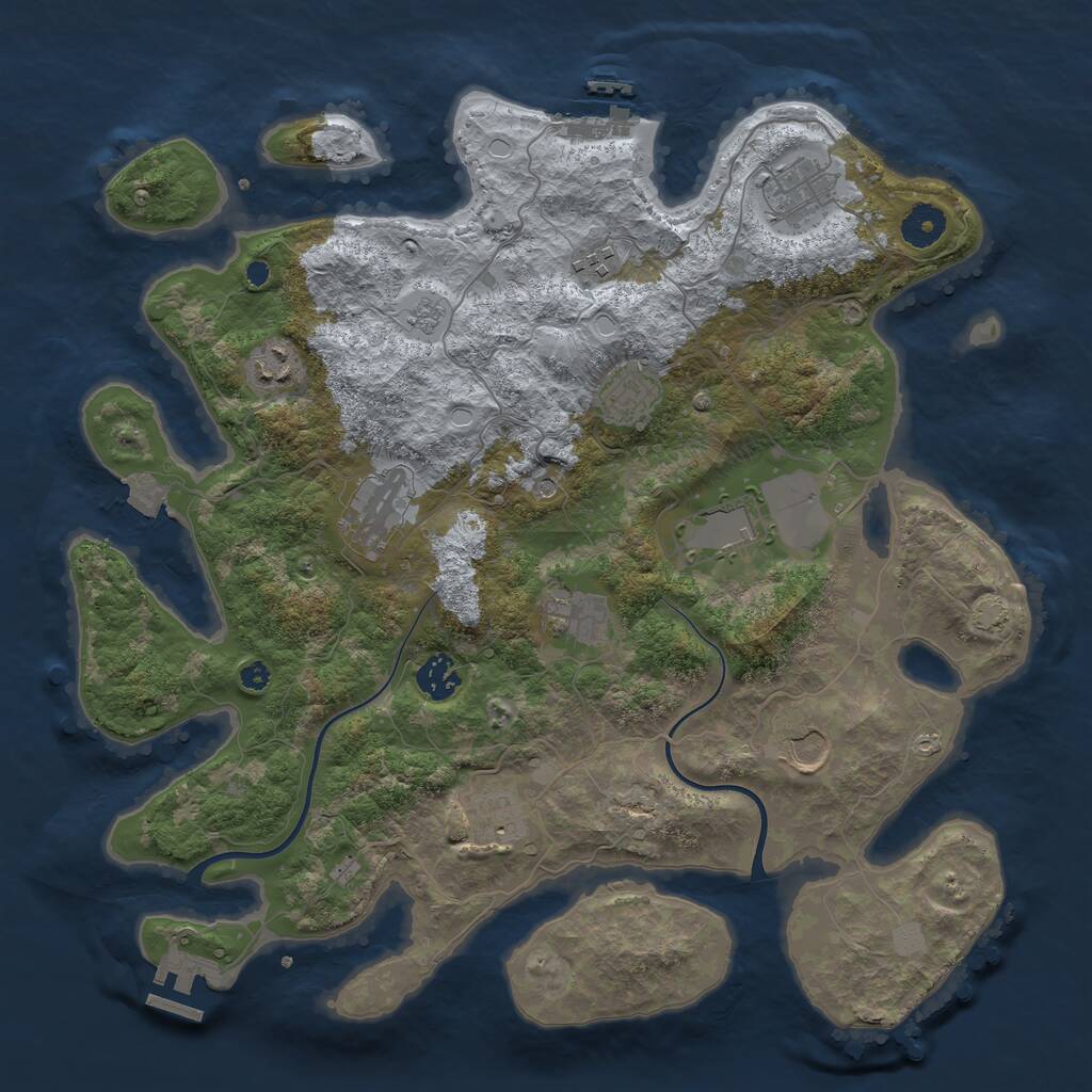 Rust Map: Procedural Map, Size: 3800, Seed: 52279570, 16 Monuments