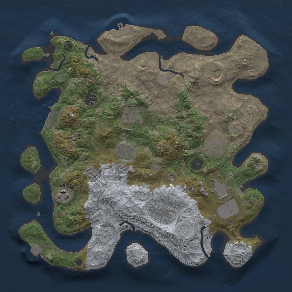 Rust Map: Procedural Map, Size: 3550, Seed: 75808993, 17 Monuments