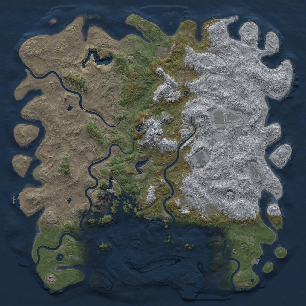 Rust Map: Procedural Map, Size: 6000, Seed: 898006953, 17 Monuments