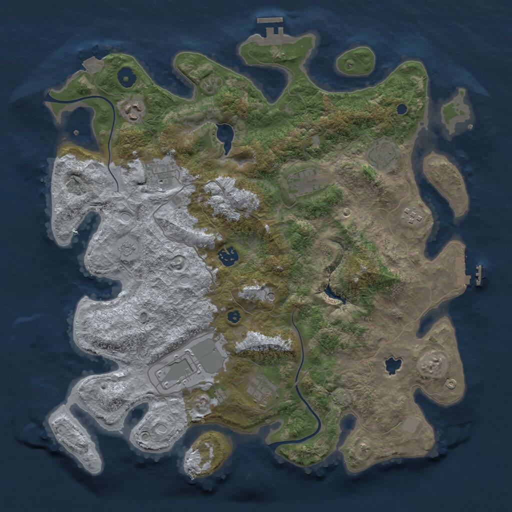Rust Map: Procedural Map, Size: 4000, Seed: 747867689, 14 Monuments