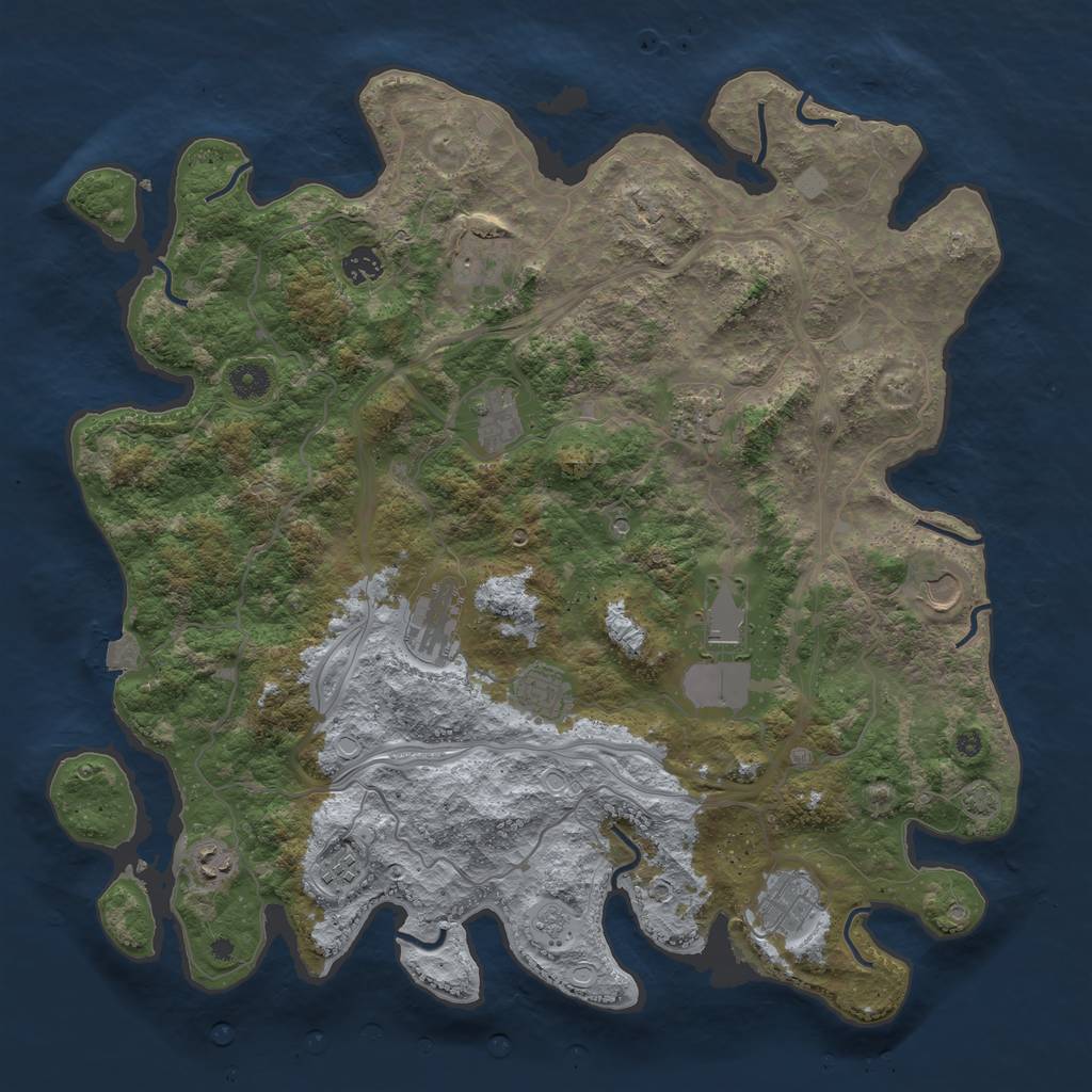 Rust Map: Procedural Map, Size: 4300, Seed: 67984342, 17 Monuments