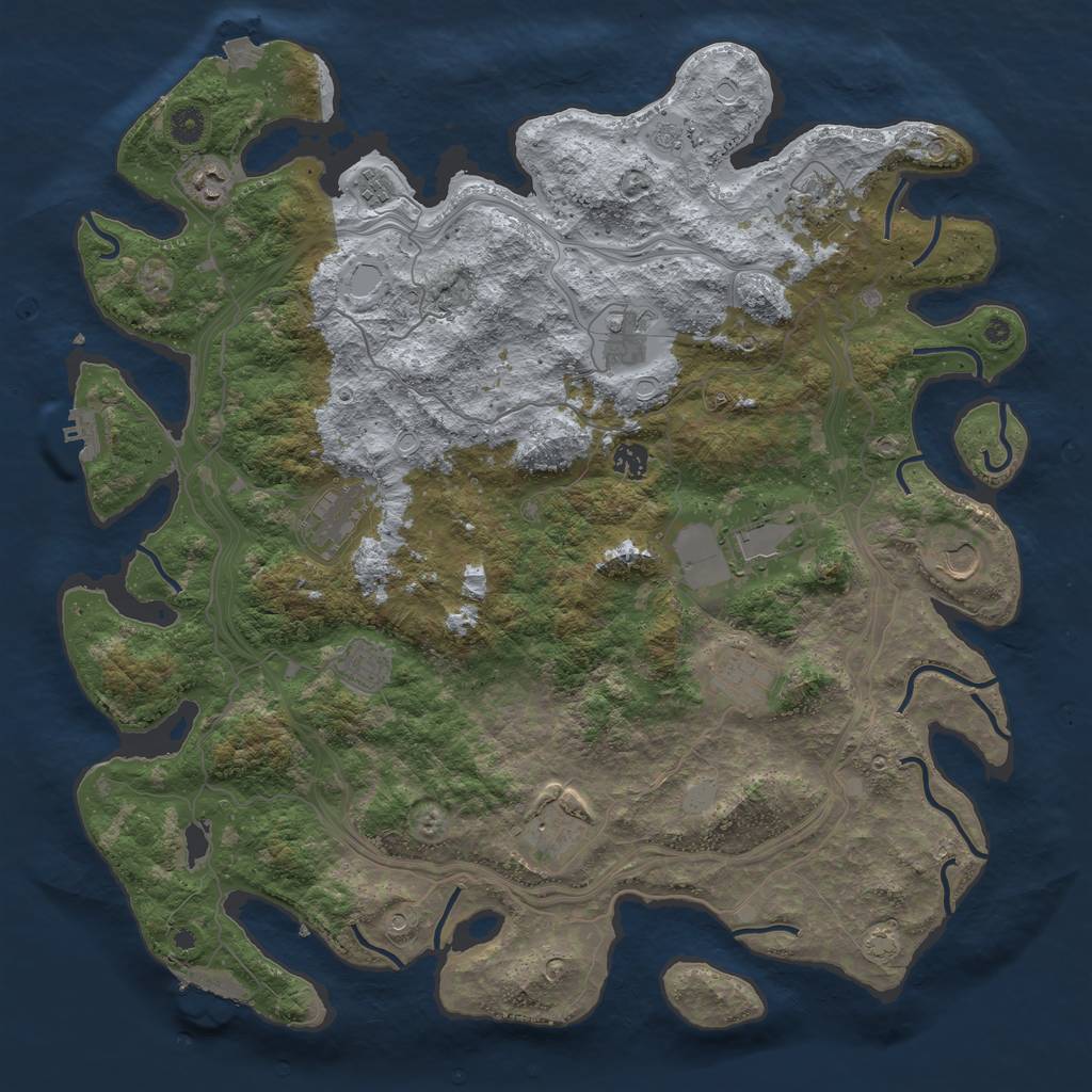 Rust Map: Procedural Map, Size: 4500, Seed: 1147530571, 19 Monuments