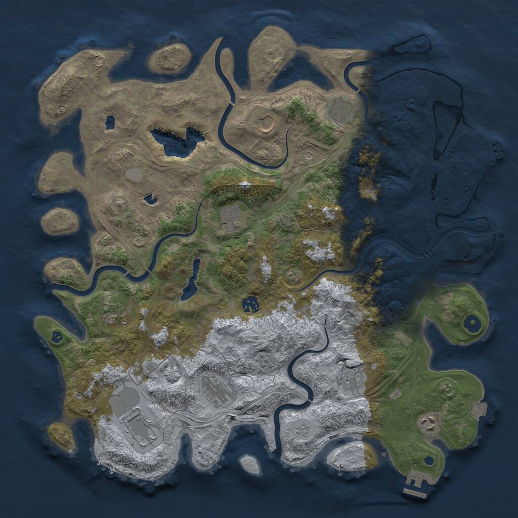 Rust Map: Procedural Map, Size: 4500, Seed: 1876444653, 16 Monuments