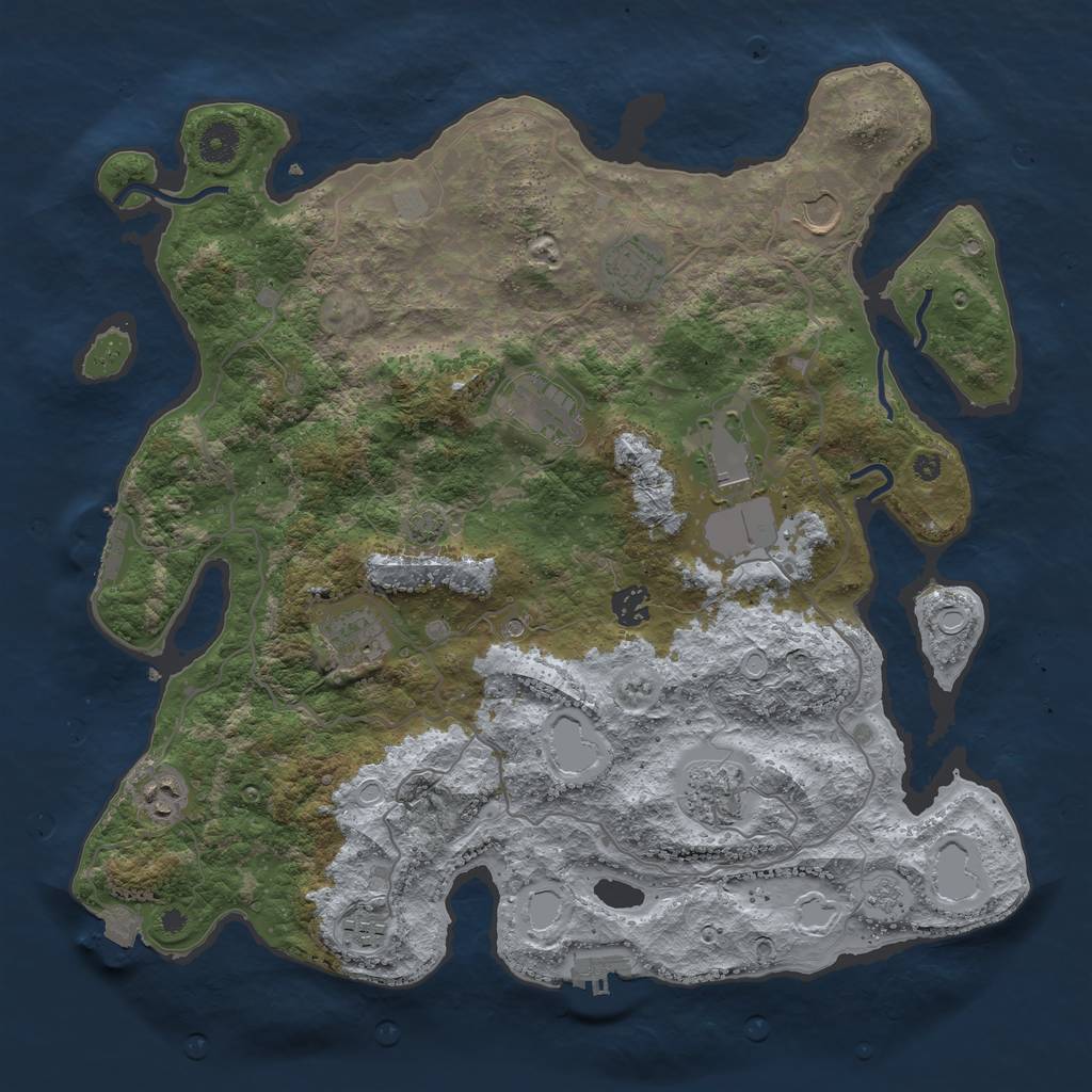 Rust Map: Procedural Map, Size: 4000, Seed: 87108357, 17 Monuments