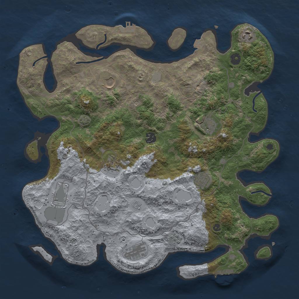 Rust Map: Procedural Map, Size: 4000, Seed: 2042911666, 17 Monuments