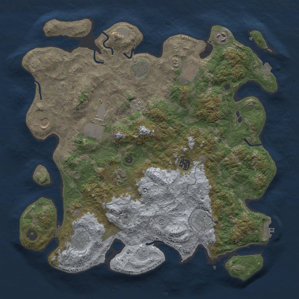 Rust Map: Procedural Map, Size: 4000, Seed: 2545856, 17 Monuments