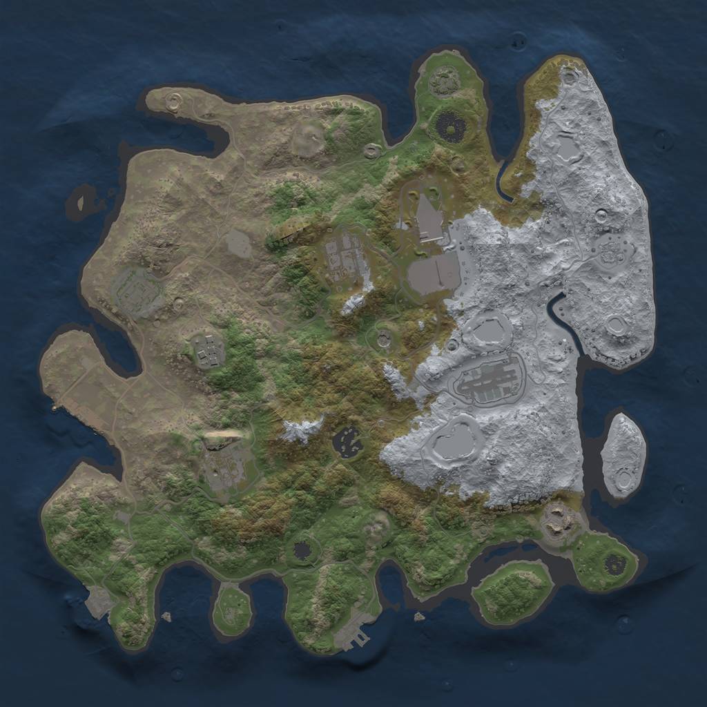 Rust Map: Procedural Map, Size: 3500, Seed: 415151145, 16 Monuments