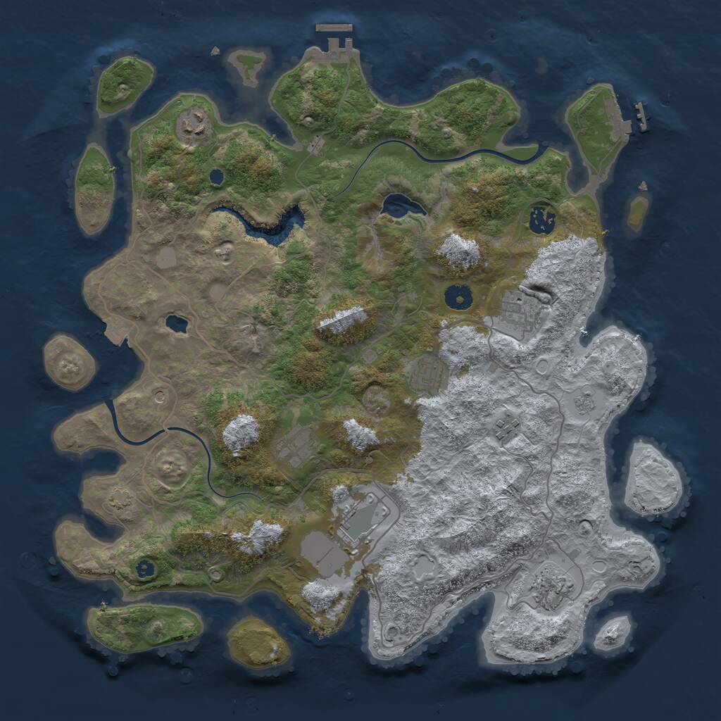 Rust Map: Procedural Map, Size: 4000, Seed: 790100933, 14 Monuments