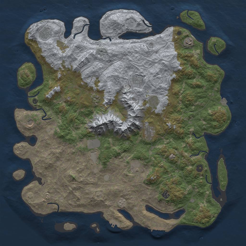 Rust Map: Procedural Map, Size: 5000, Seed: 7365899, 19 Monuments