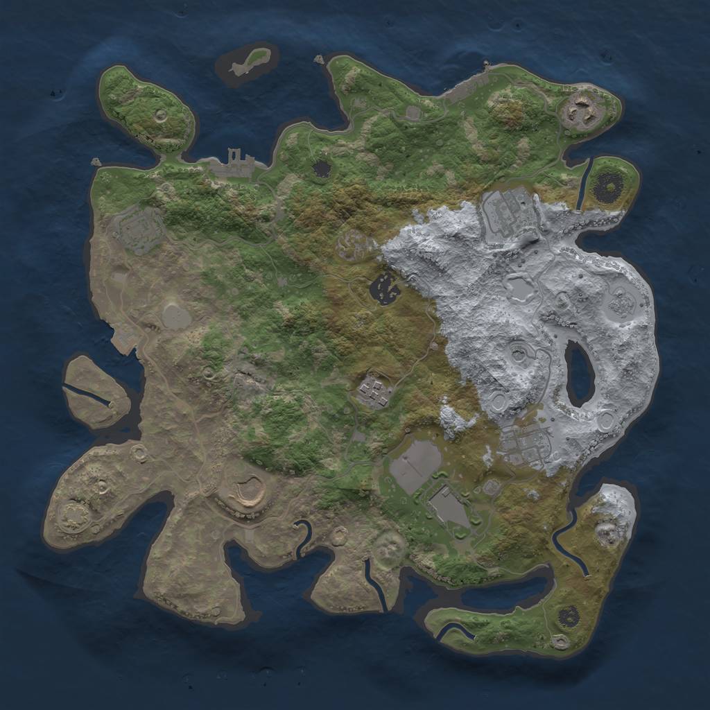 Rust Map: Procedural Map, Size: 3500, Seed: 653247693, 16 Monuments