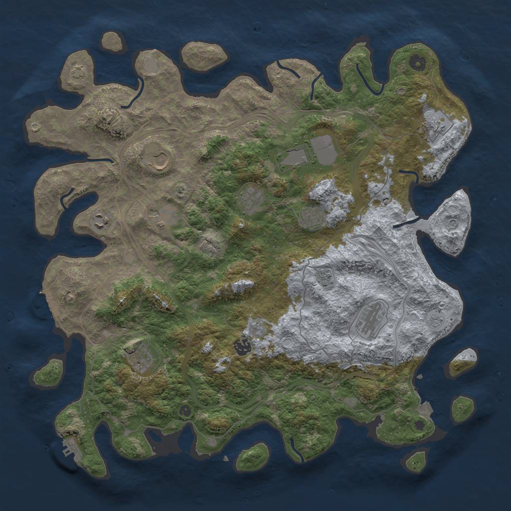 Rust Map: Procedural Map, Size: 4500, Seed: 1024517815, 19 Monuments
