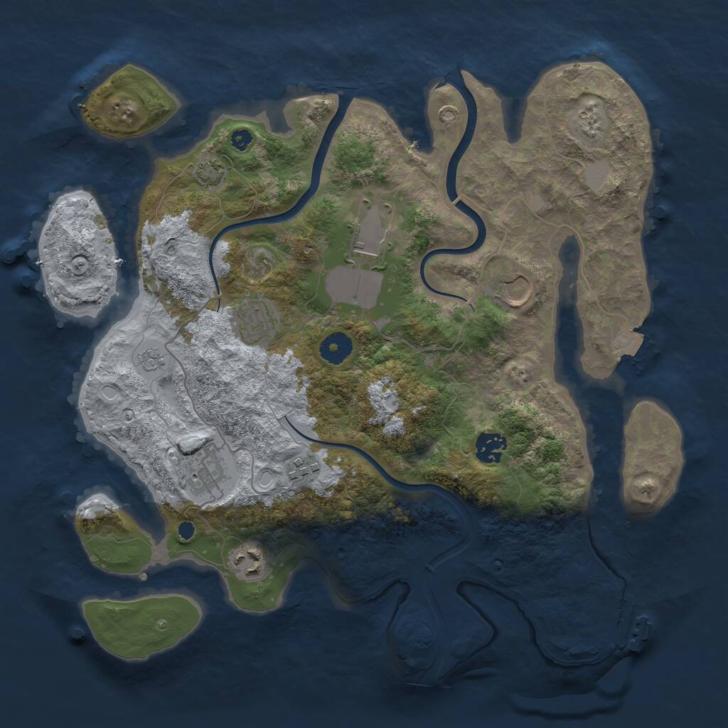 Rust Map: Procedural Map, Size: 3500, Seed: 253558376, 11 Monuments