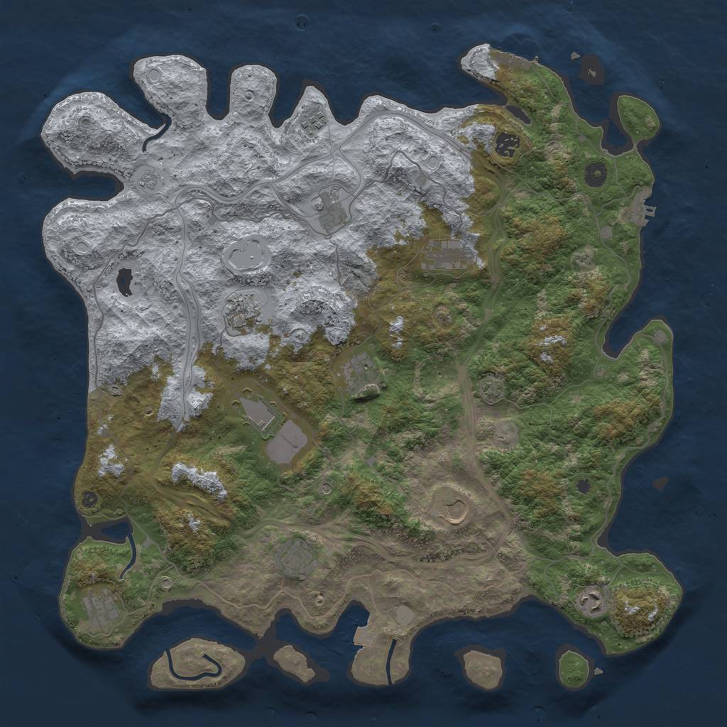 Rust Map: Procedural Map, Size: 4500, Seed: 153998, 19 Monuments