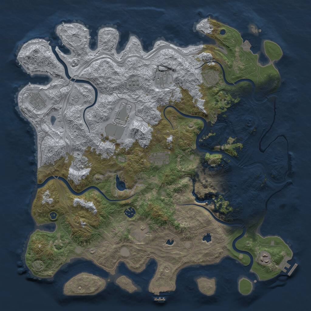Rust Map: Procedural Map, Size: 4500, Seed: 153998, 16 Monuments