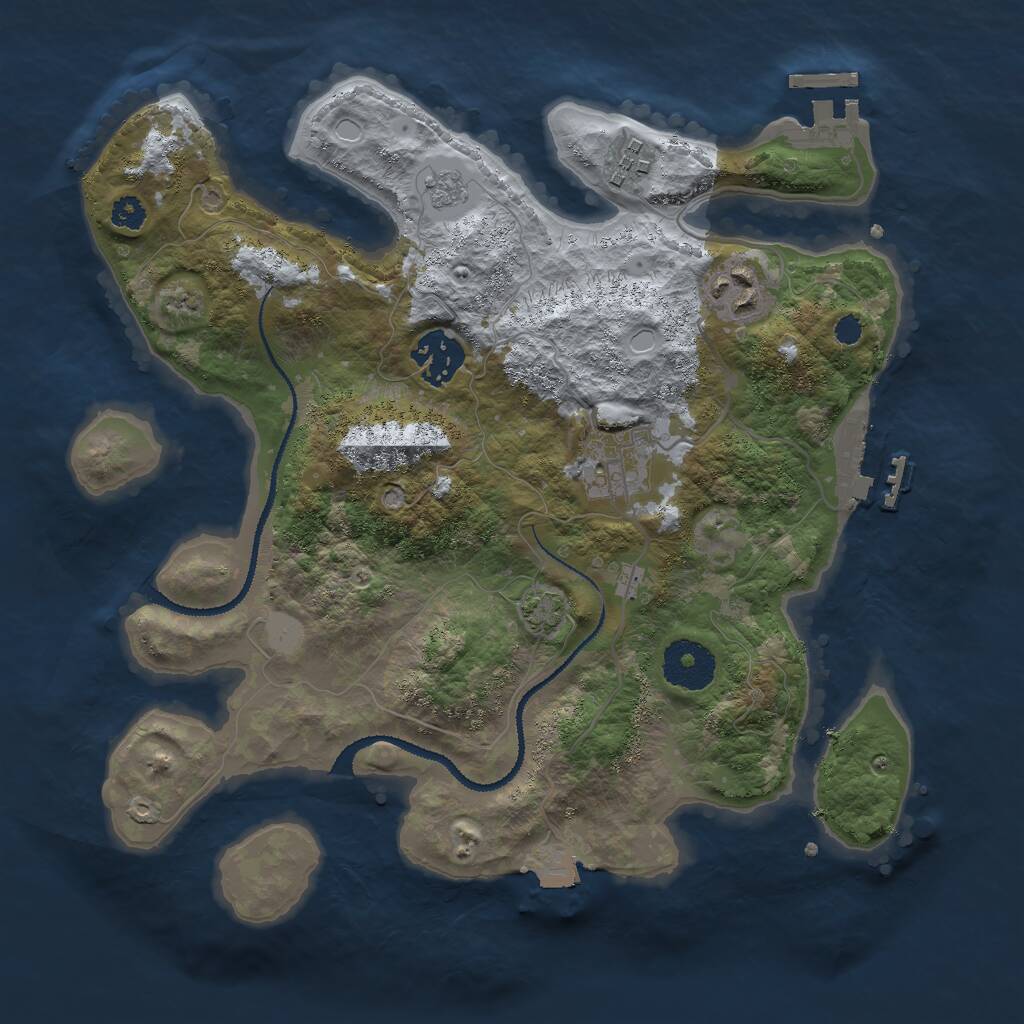 Rust Map: Procedural Map, Size: 3000, Seed: 717332630, 9 Monuments