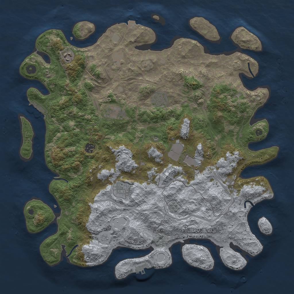 Rust Map: Procedural Map, Size: 4500, Seed: 767623798, 16 Monuments