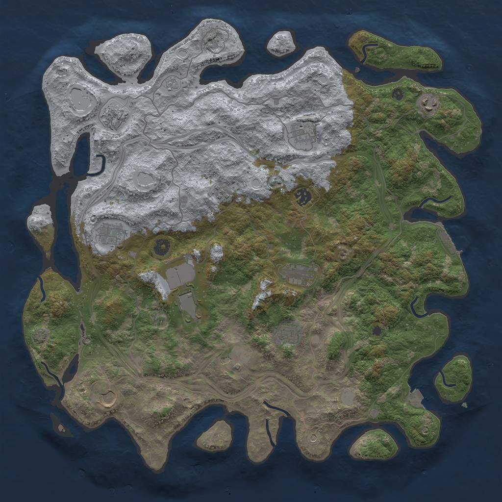 Rust Map: Procedural Map, Size: 4500, Seed: 628961217, 18 Monuments