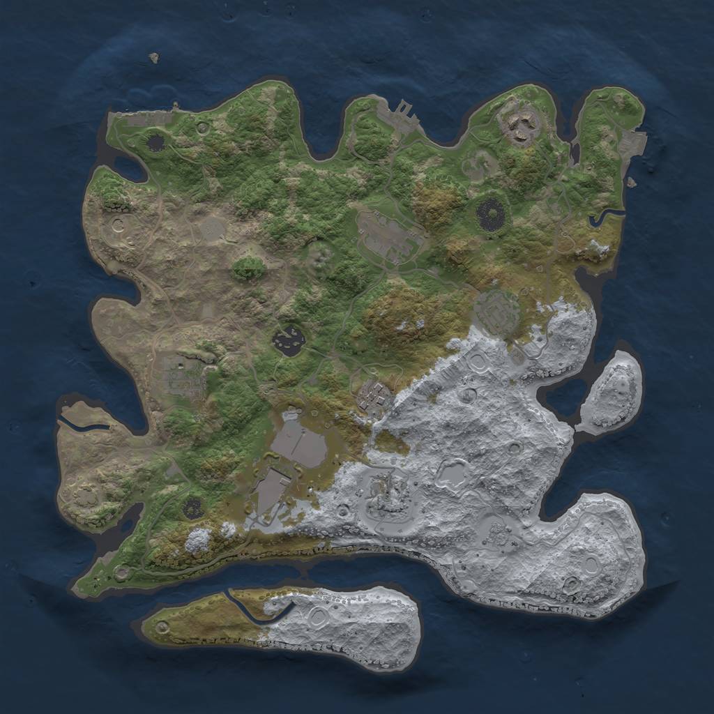Rust Map: Procedural Map, Size: 3500, Seed: 208353818, 16 Monuments