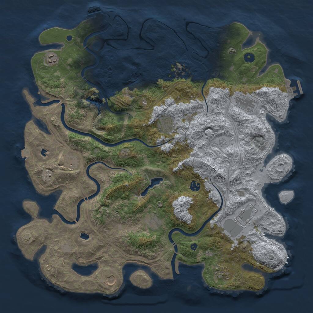 Rust Map: Procedural Map, Size: 4500, Seed: 1639801710, 16 Monuments