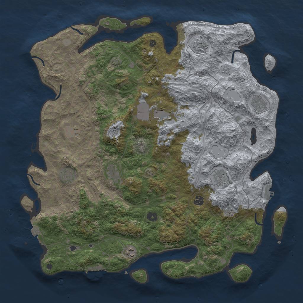 Rust Map: Procedural Map, Size: 4500, Seed: 395637958, 18 Monuments