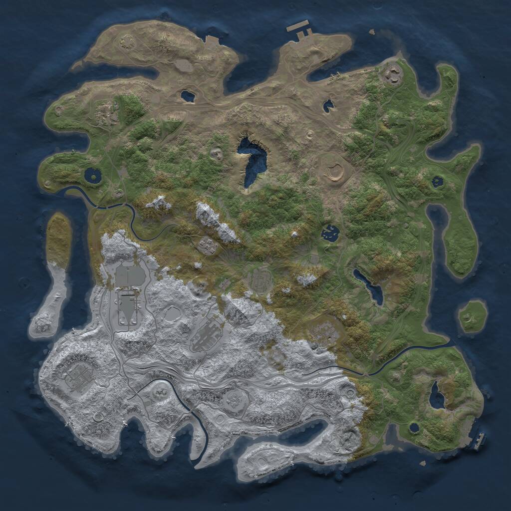 Rust Map: Procedural Map, Size: 4500, Seed: 1160019657, 16 Monuments