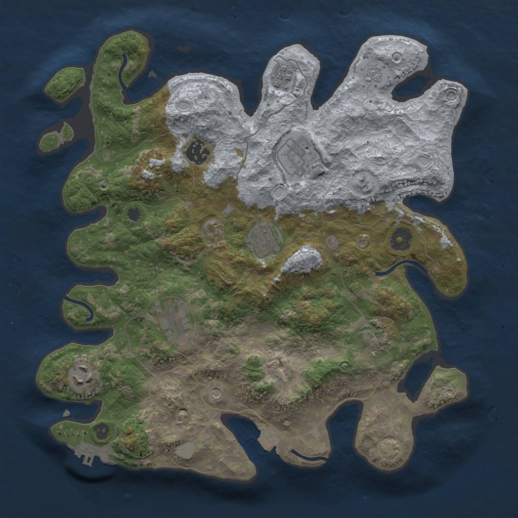 Rust Map: Procedural Map, Size: 3400, Seed: 200439, 14 Monuments