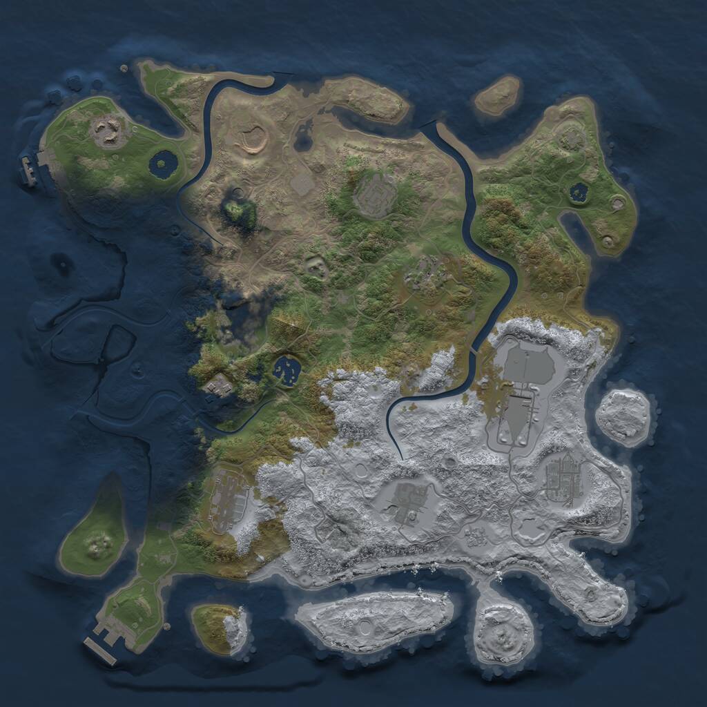 Rust Map: Procedural Map, Size: 3800, Seed: 19058077, 17 Monuments