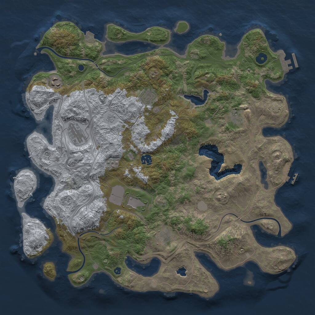 Rust Map: Procedural Map, Size: 4300, Seed: 58863657, 14 Monuments