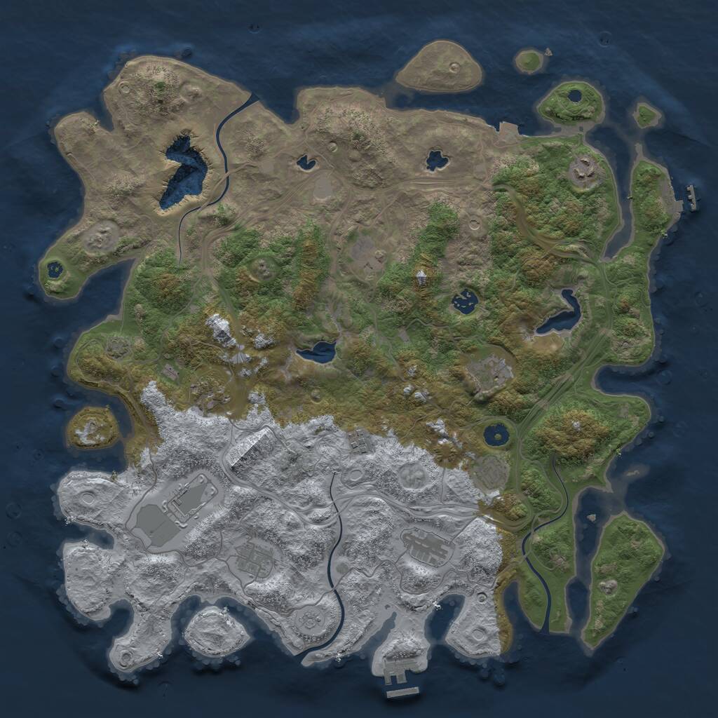 Rust Map: Procedural Map, Size: 4500, Seed: 2122962778, 16 Monuments