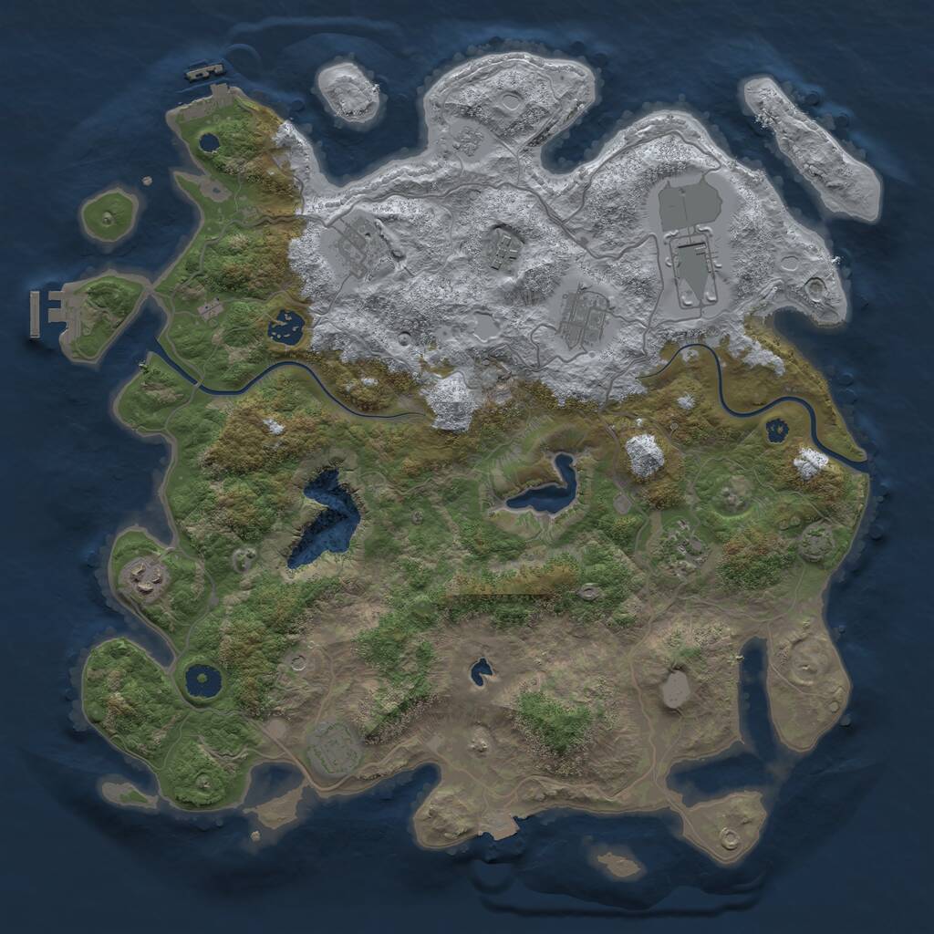 Rust Map: Procedural Map, Size: 4000, Seed: 515668999, 14 Monuments