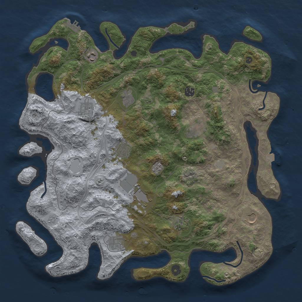 Rust Map: Procedural Map, Size: 4400, Seed: 57439479, 18 Monuments