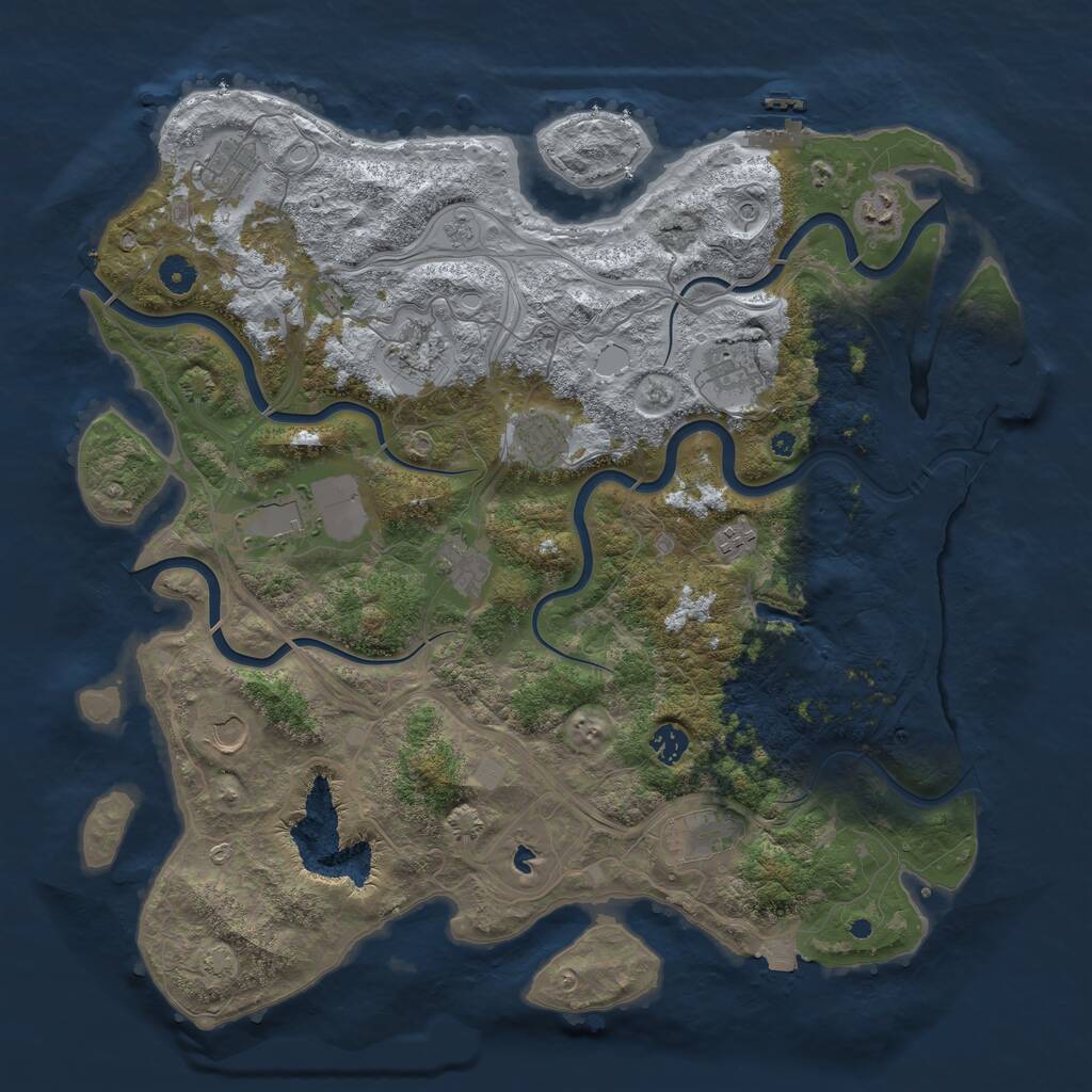 Rust Map: Procedural Map, Size: 4400, Seed: 49517356, 17 Monuments