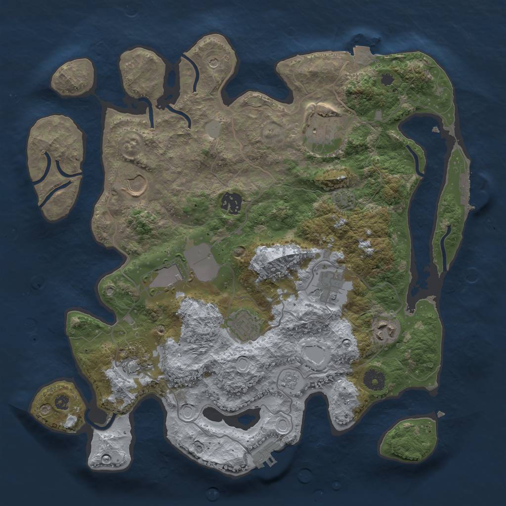 Rust Map: Procedural Map, Size: 3500, Seed: 71257190, 16 Monuments