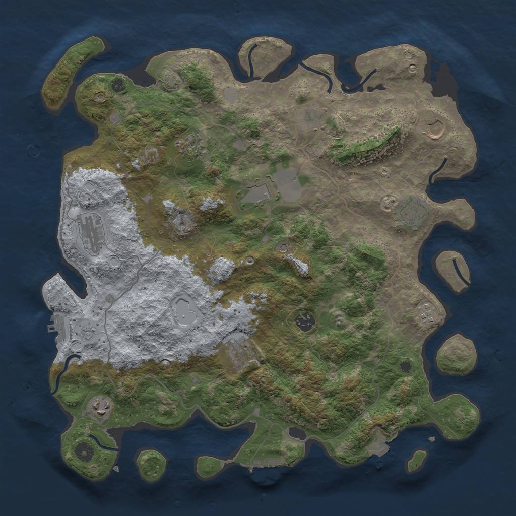 Rust Map: Procedural Map, Size: 4100, Seed: 86037533, 18 Monuments