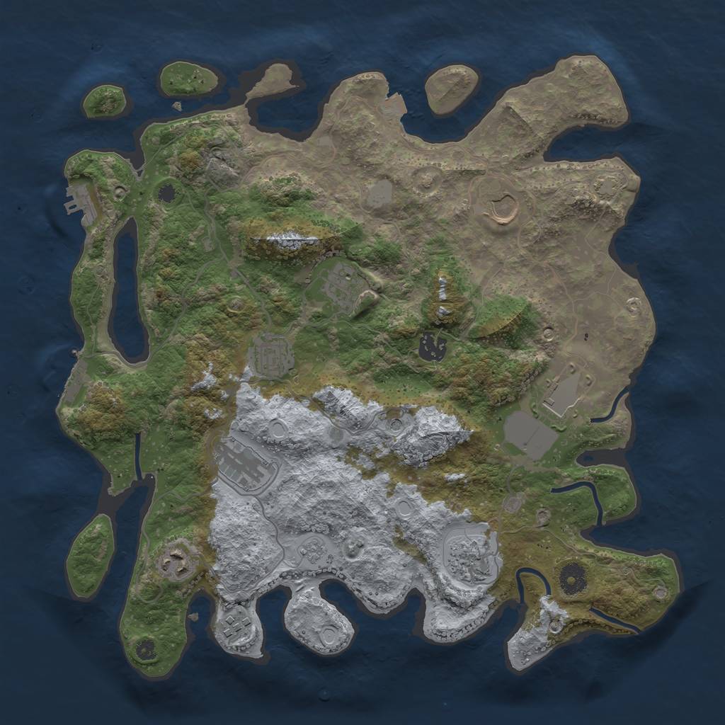 Rust Map: Procedural Map, Size: 3700, Seed: 56113281, 17 Monuments