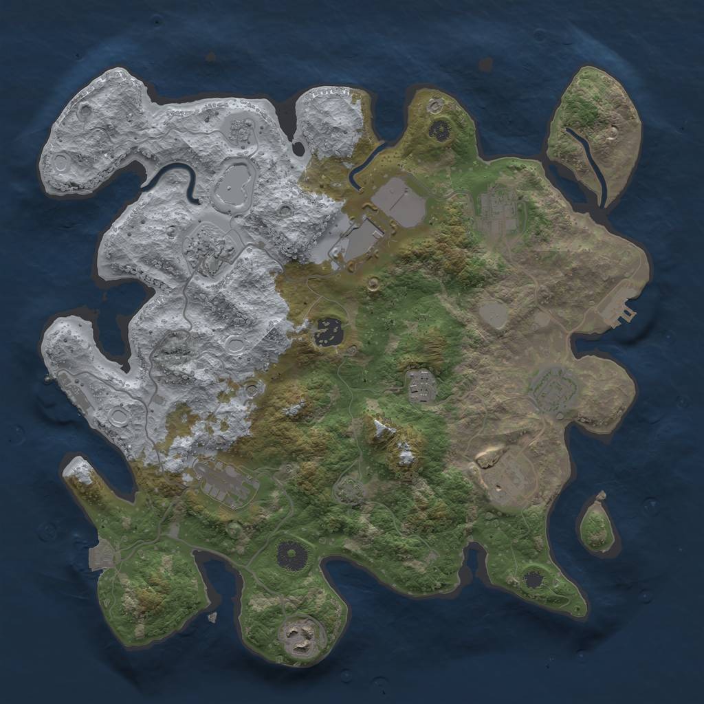 Rust Map: Procedural Map, Size: 3500, Seed: 94408767, 17 Monuments