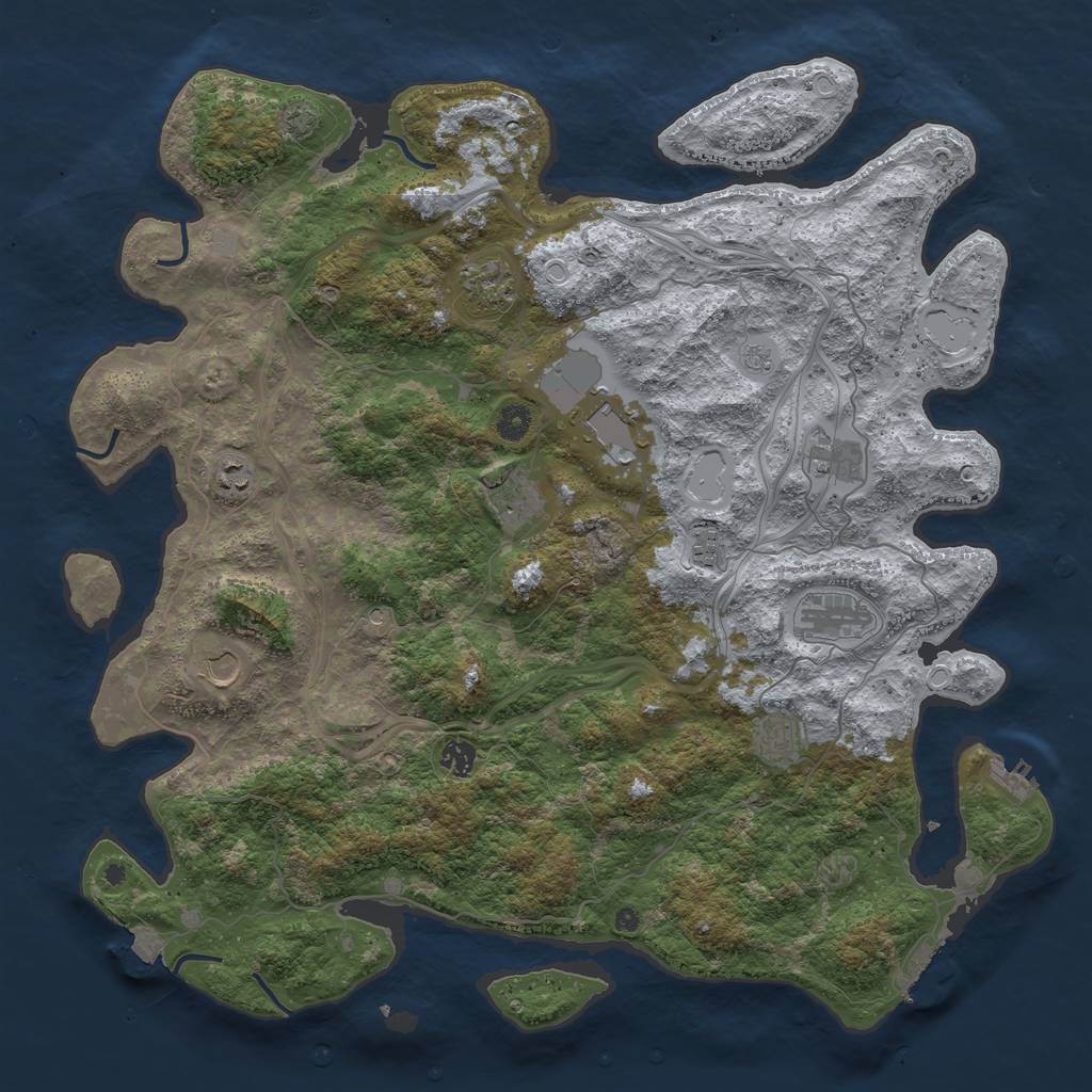 Rust Map: Procedural Map, Size: 4600, Seed: 718523006, 18 Monuments