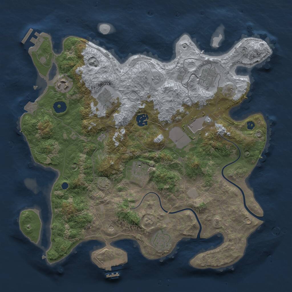 Rust Map: Procedural Map, Size: 3500, Seed: 1018526900, 13 Monuments